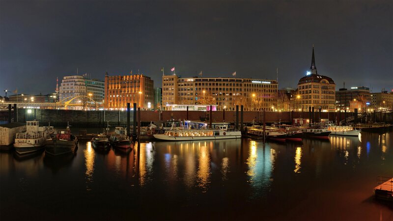 Harbor at Night — Black, Calm