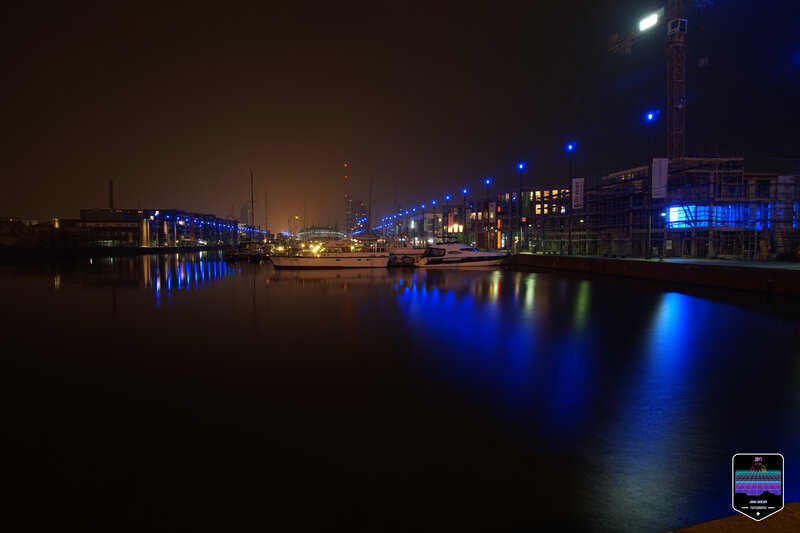 Harbor at Night — Blue, Calm