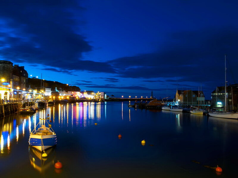 Harbor at Night — Blue, Serene