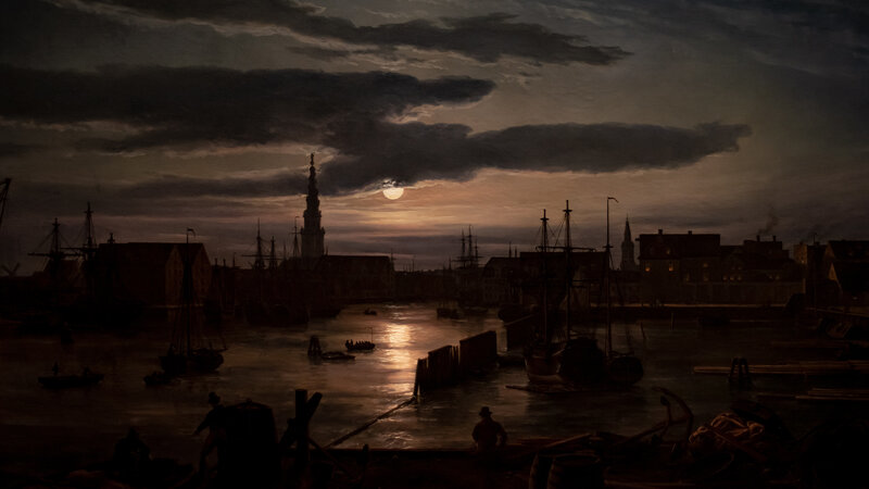 Harbor at Night — Dark Brown