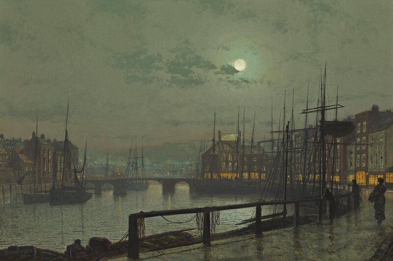 Harbor at Night — Green, Serene