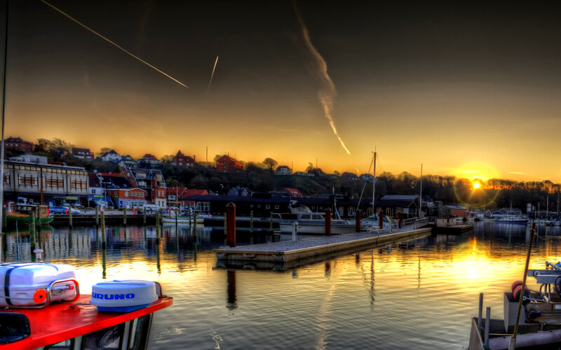 Harbor at Sunset — Gold