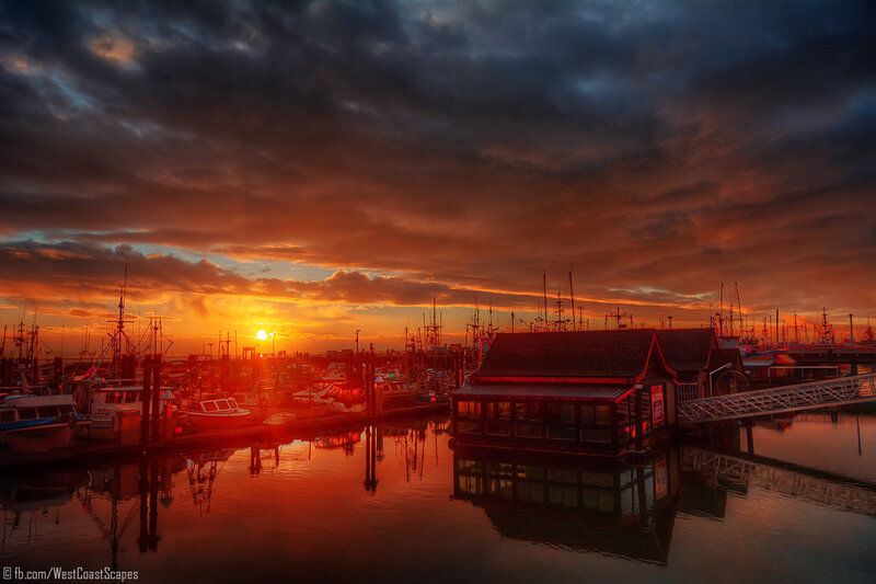 Harbor at Sunset — Orange, Dramatic