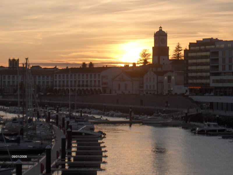 Harbor at Sunset — Orange, Serene, Photograph