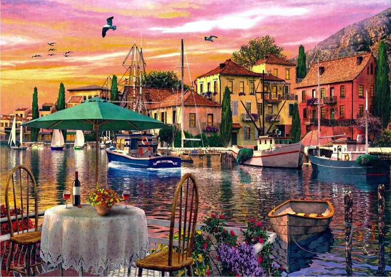 Harbor at Sunset — Pink