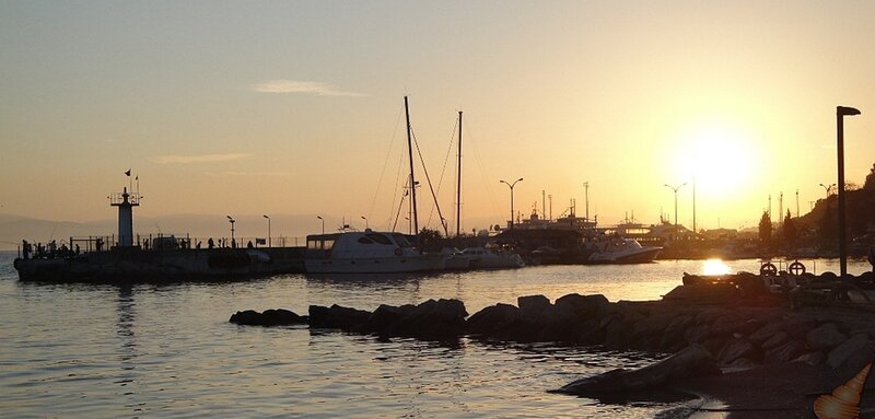 Harbor at Sunset — Yellow