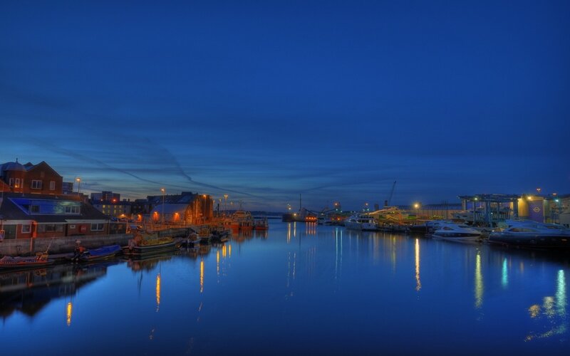 Harbor at Twilight — Blue, Calm