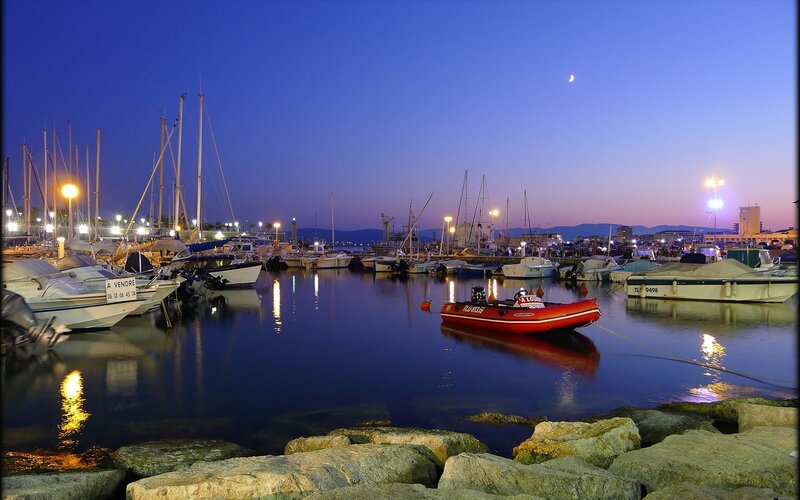 Harbor at Twilight — Blue, Serene