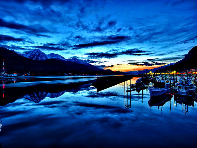 Harbor at Twilight — Blue