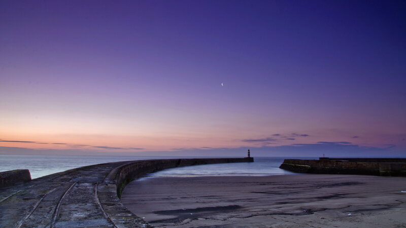 Harbor at Twilight — Purple, Serene