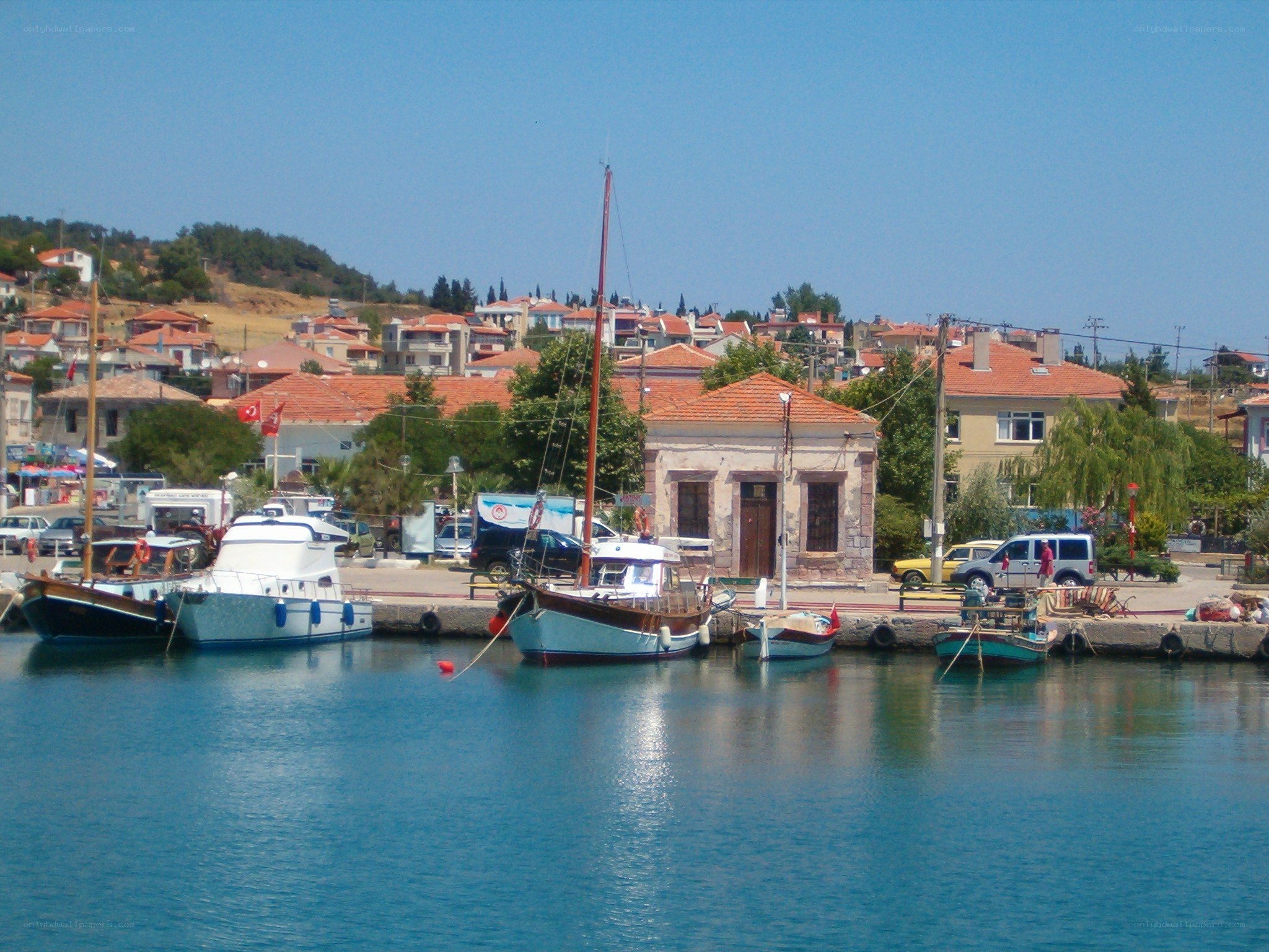 harbor in a coastal town
