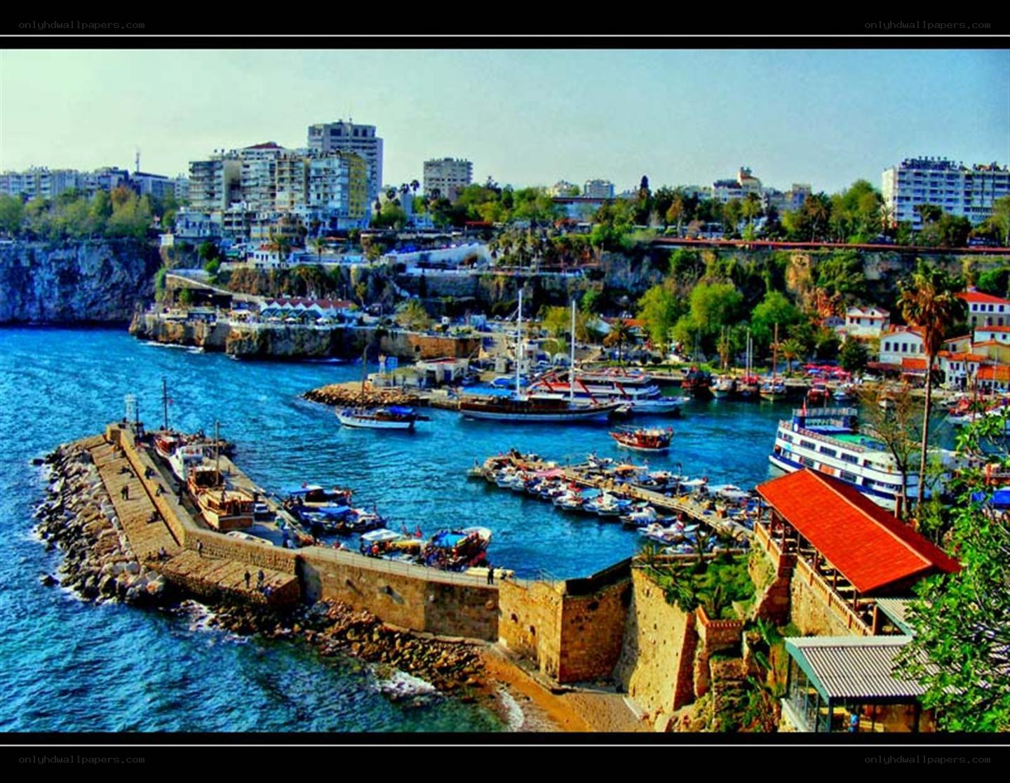 Harbor in coastal city