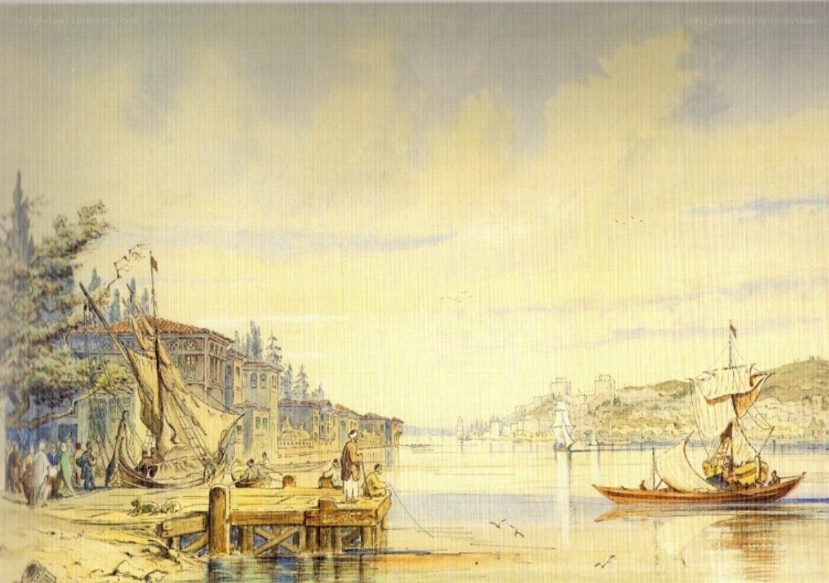 Harbor scene with boats