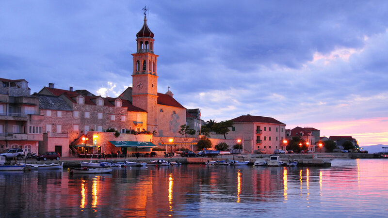 Harbor Town at Dusk — Blue, Serene, Sunset, Photograph