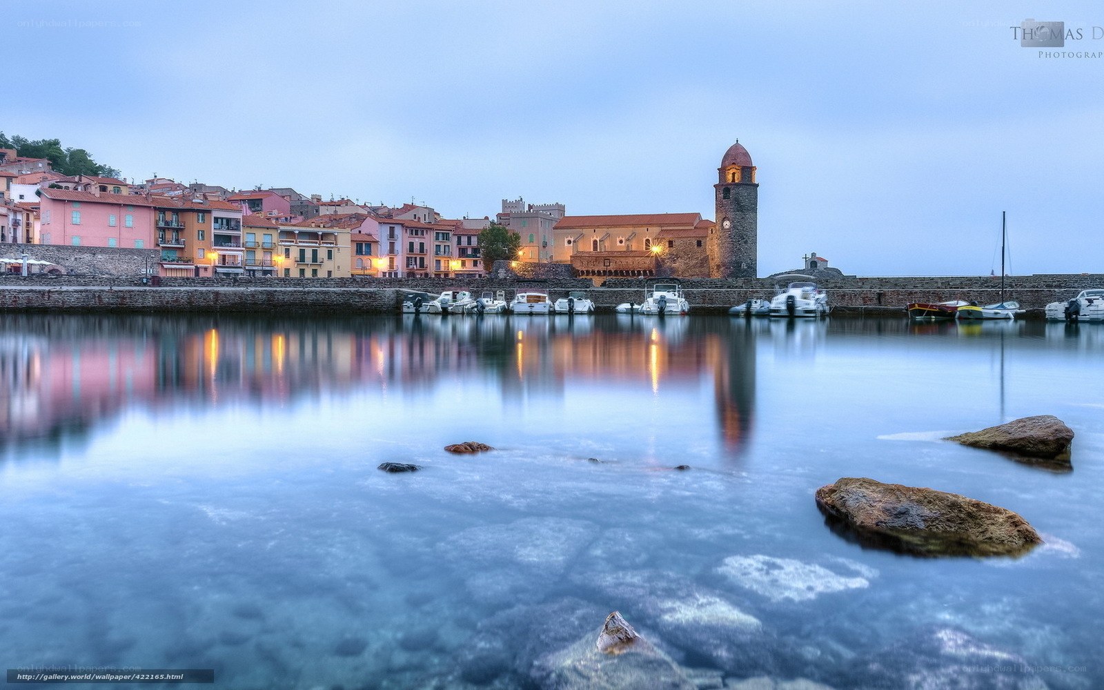 harbor town at dusk