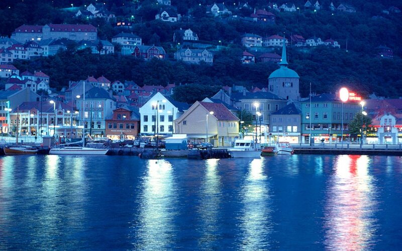 Harbor Town at Night — Blue, Calm