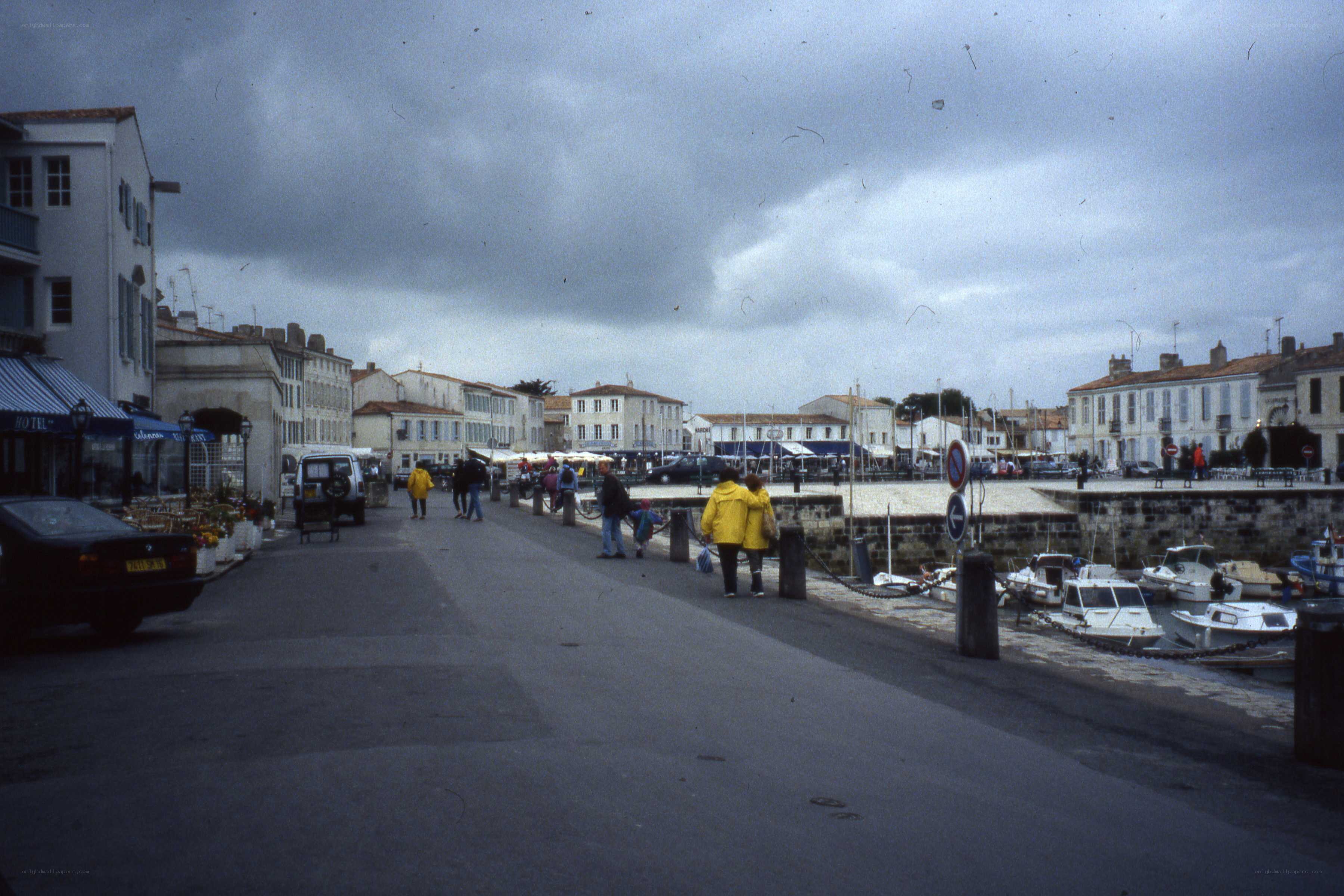 Harbor town on a cloudy day