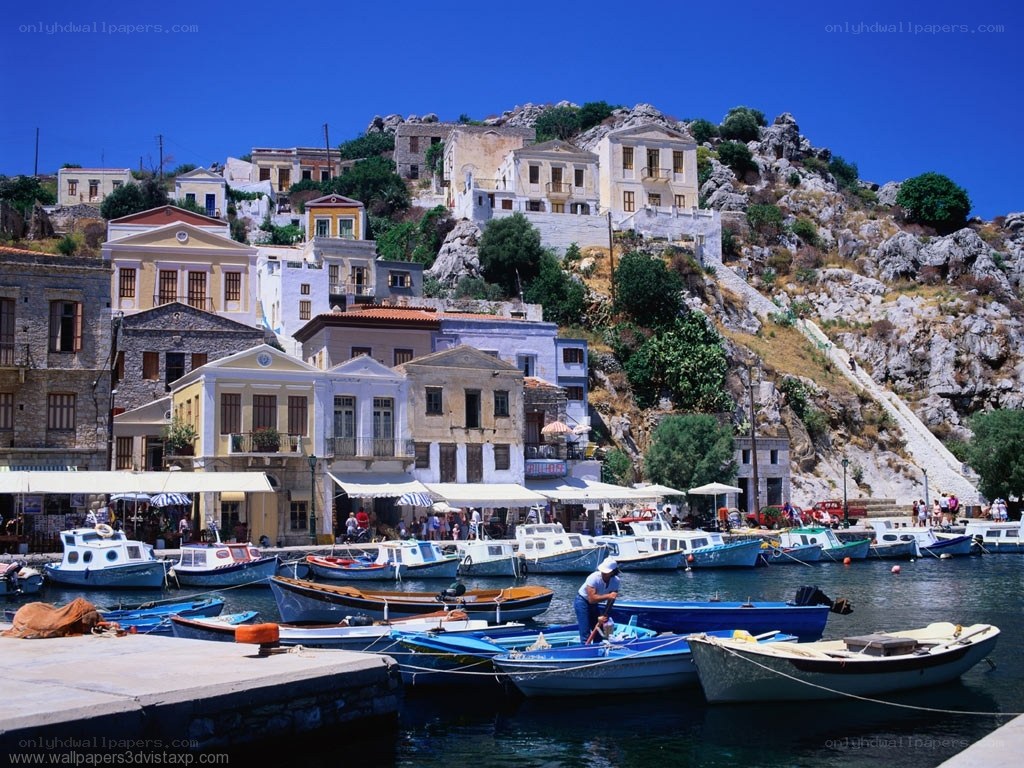 harbor town on a hillside
