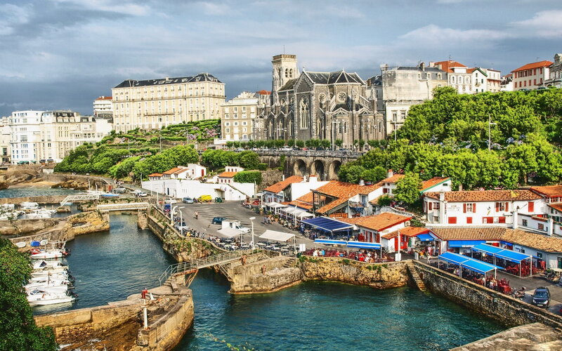 Harbor Town with Church — Blue