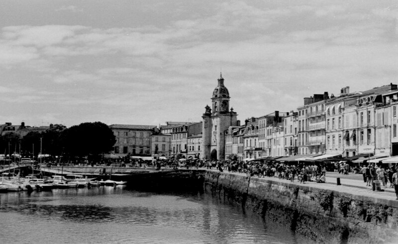 Harbor Town with Clock Tower — Black