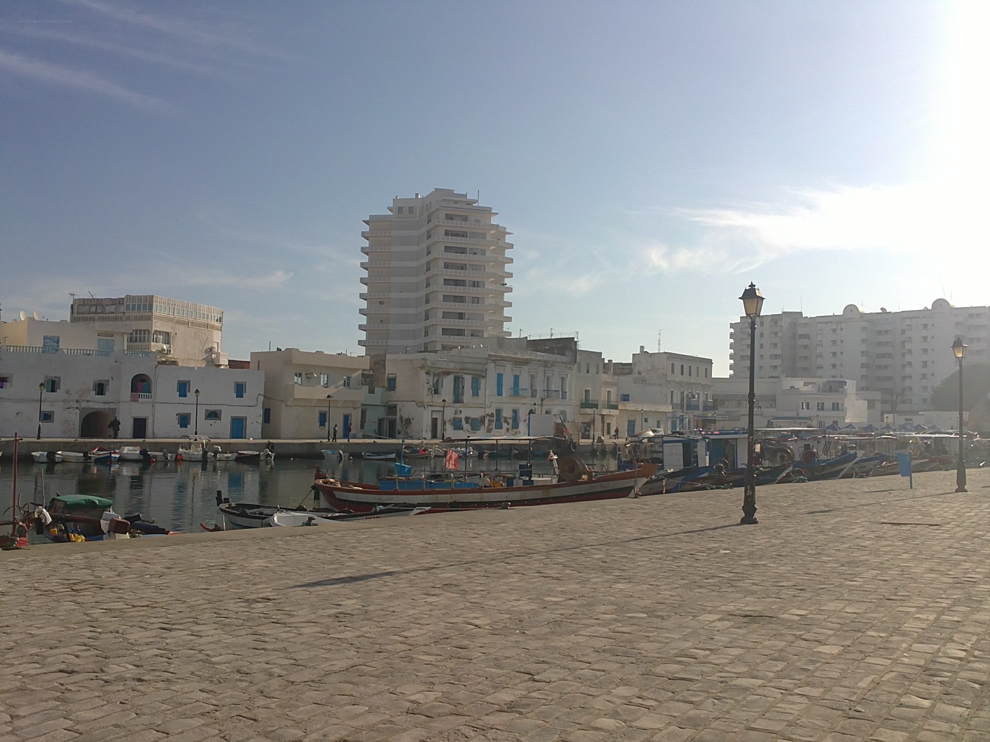 harbor with boats and buildings