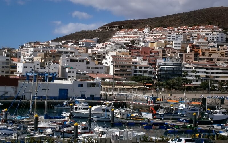 Harbor with Boats and Buildings — White