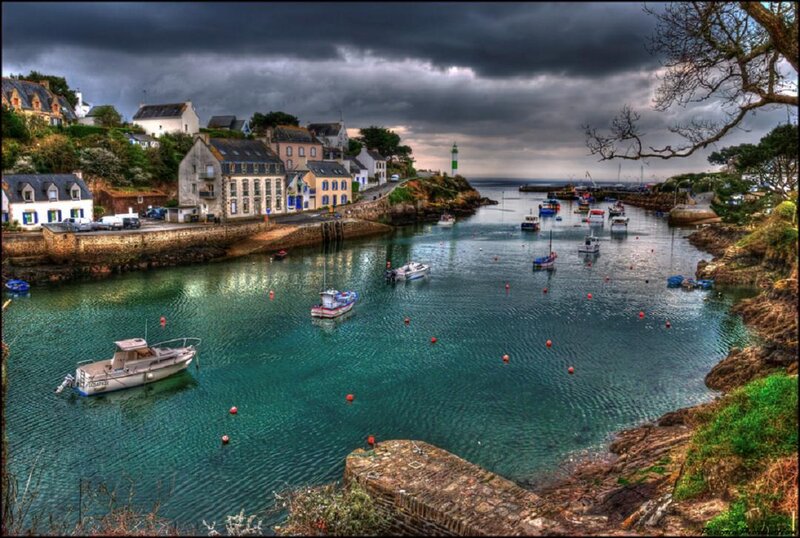 Harbor with Boats and Lighthouse