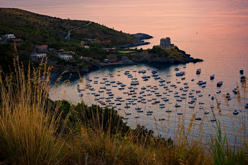Harbor with Boats at Sunset