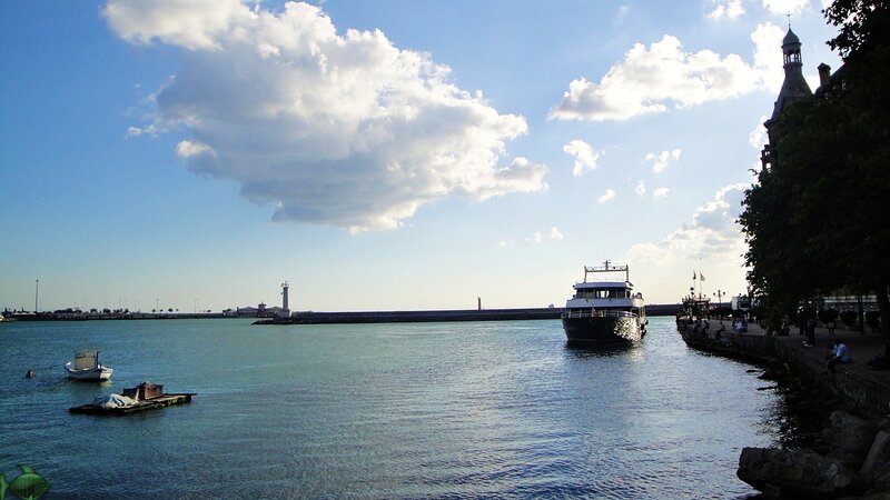 Harbor with Boats — Blue, Serene