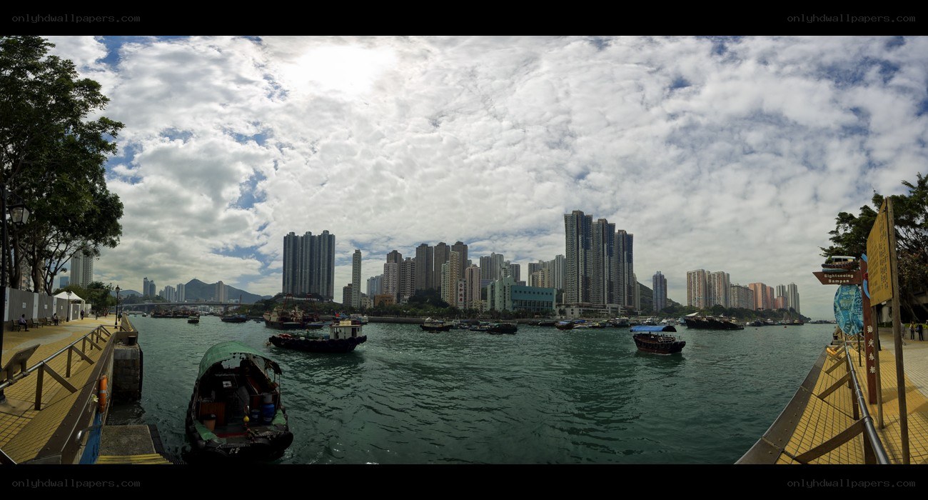 harbor with city skyline