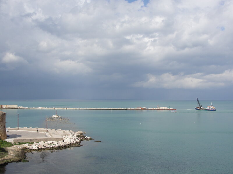 harbor with crane ship