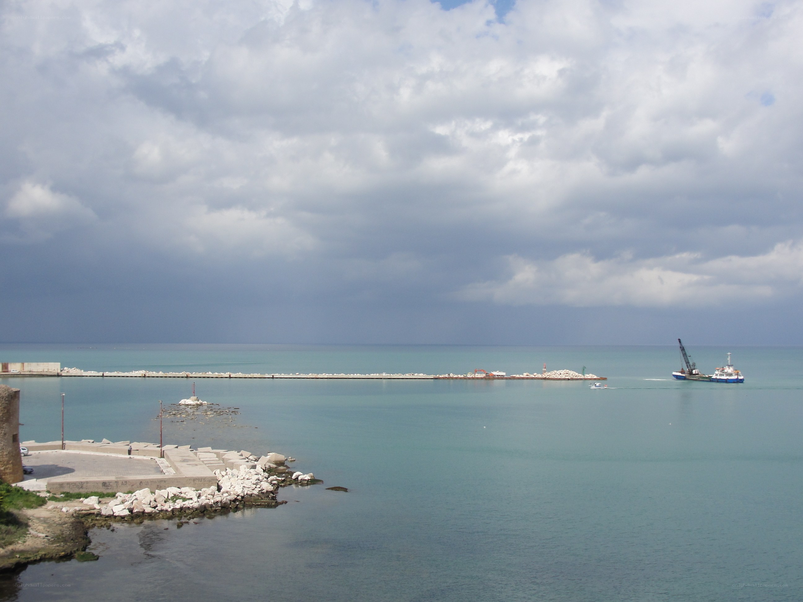 harbor with crane ship