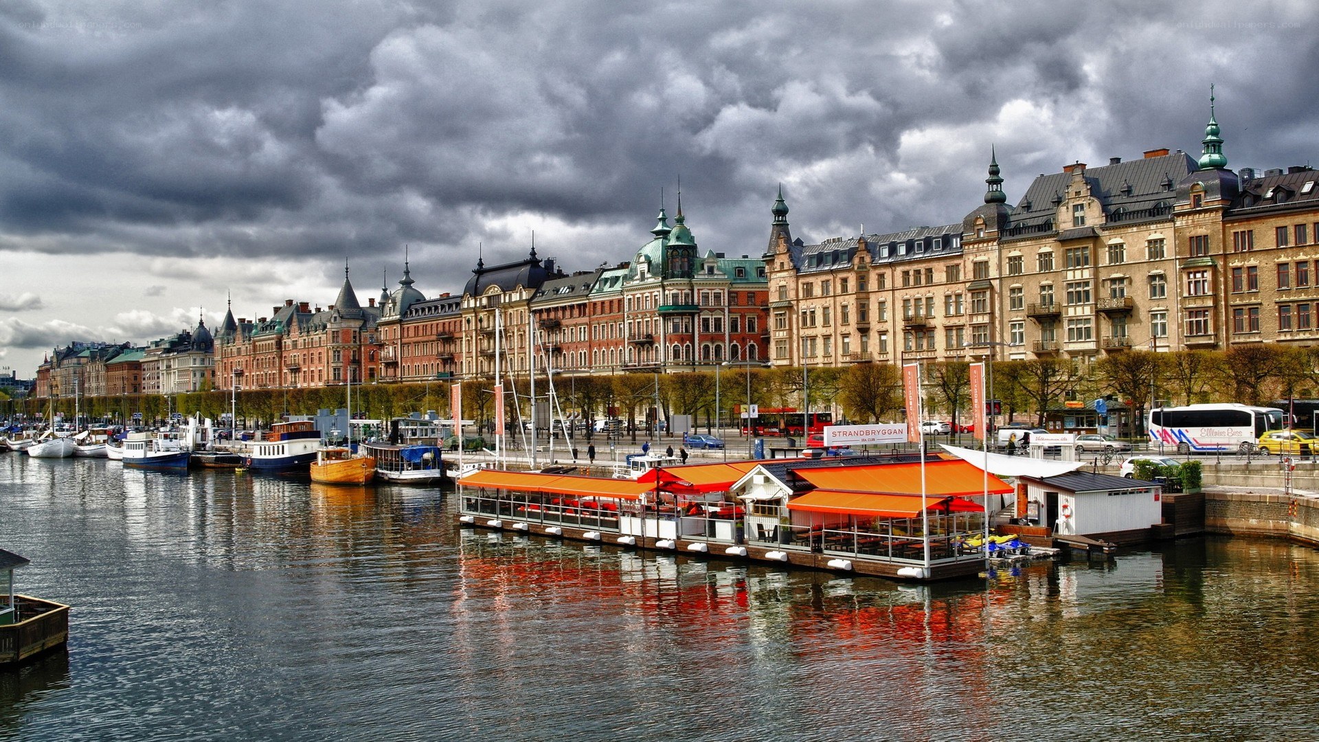 Harbor with historic buildings