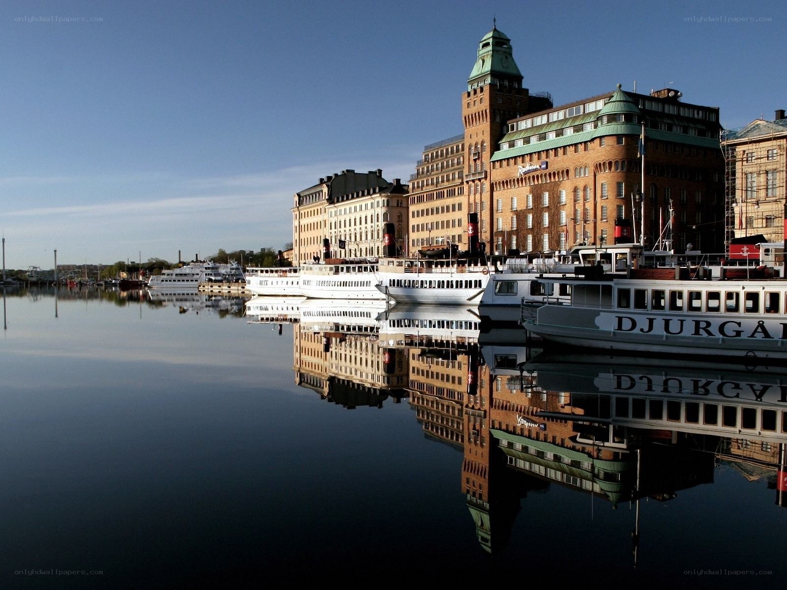 Harbor with historic buildings