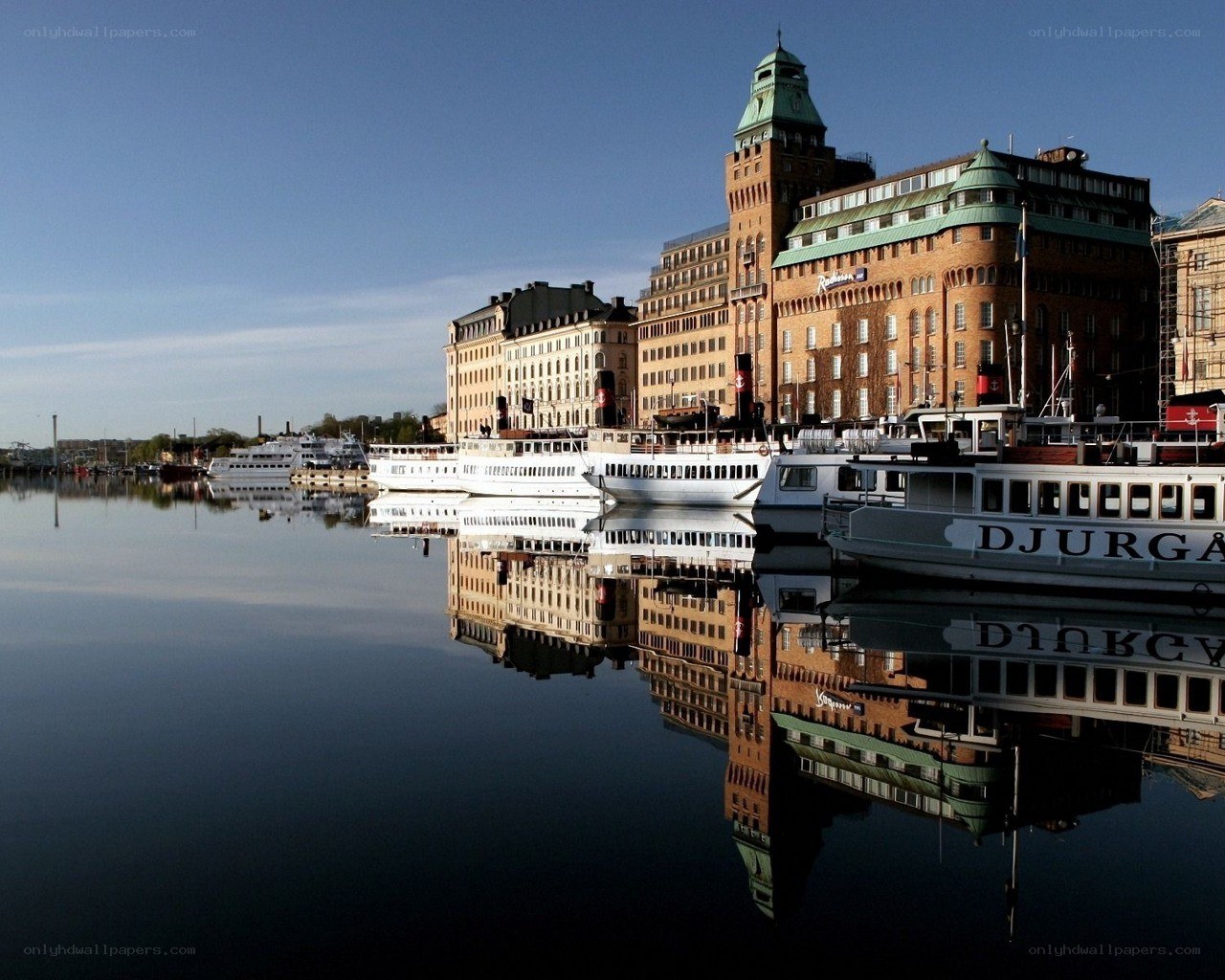 Harbor with historic buildings