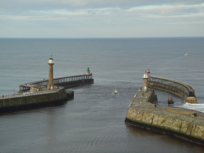 harbor with lighthouses