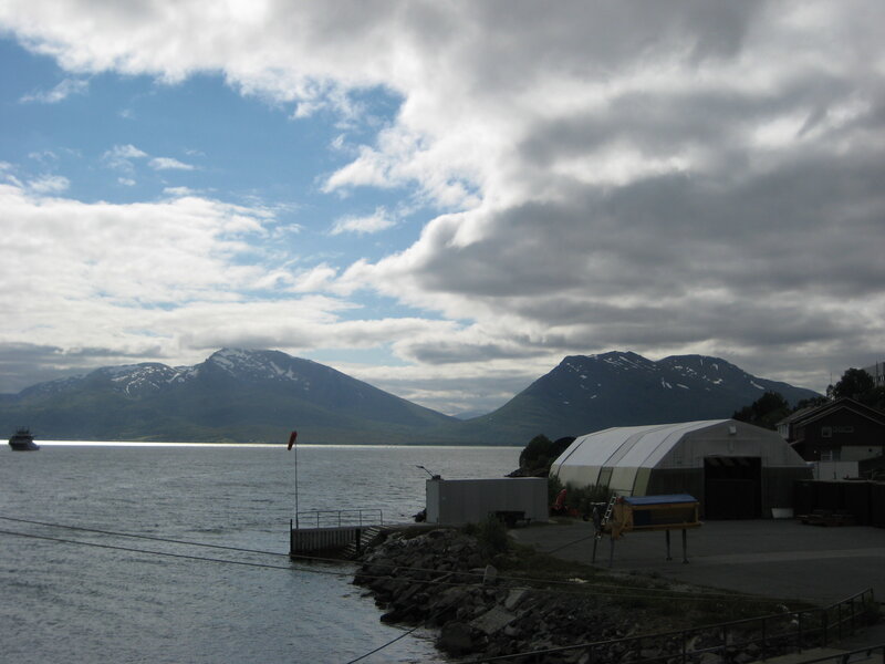 Harbor with mountains in background