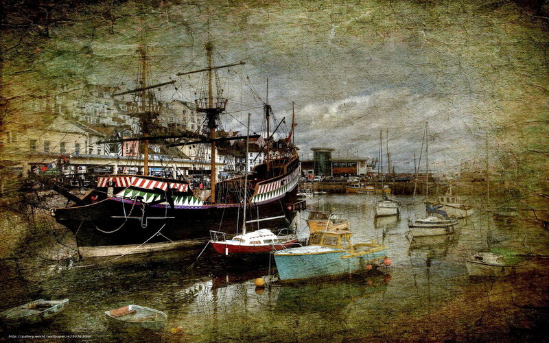 harbor with old ship