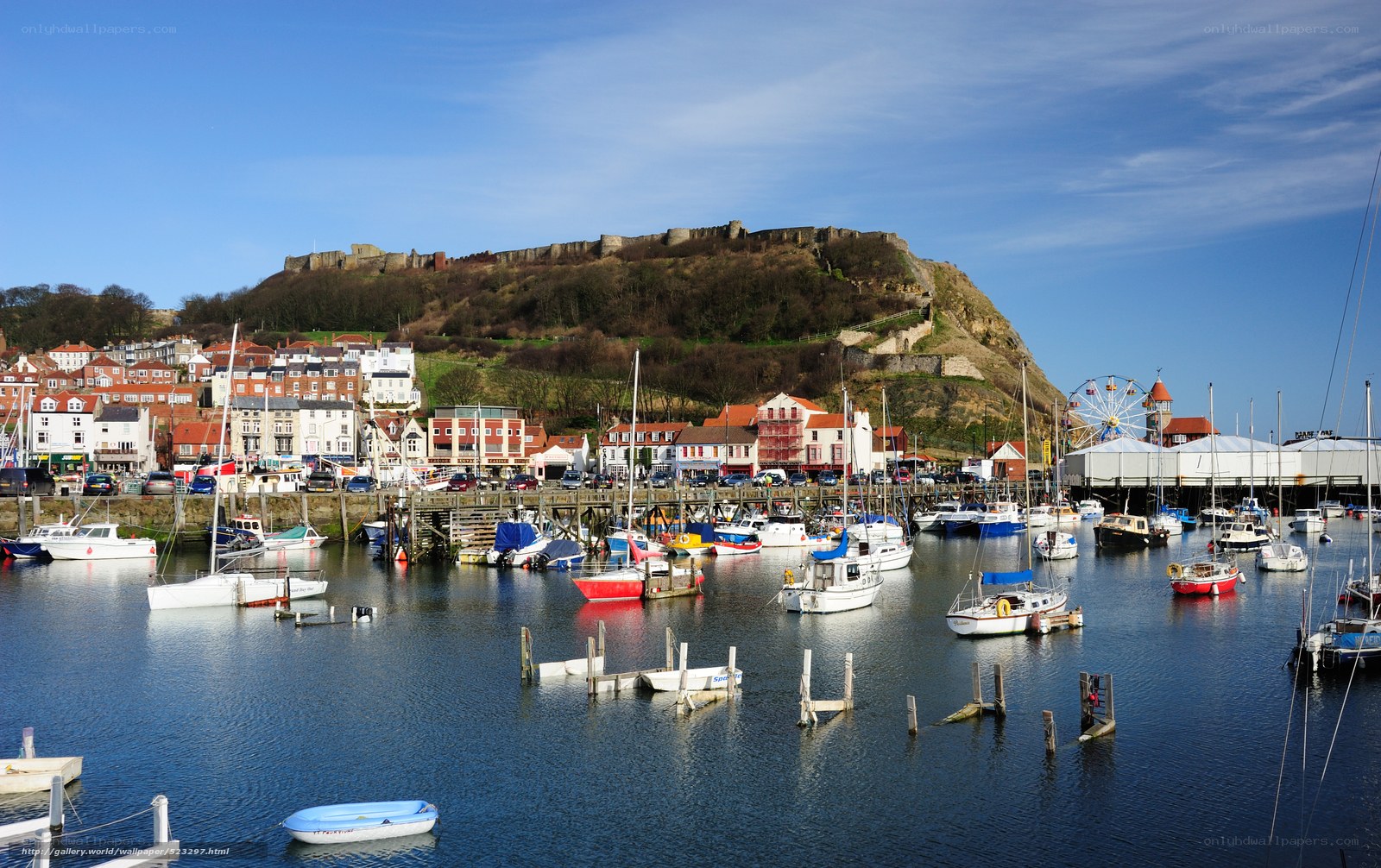 Harbour with castle in background