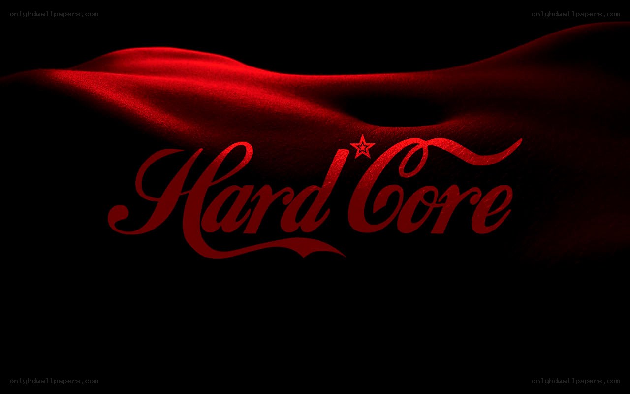 Hard Core logo on red fabric