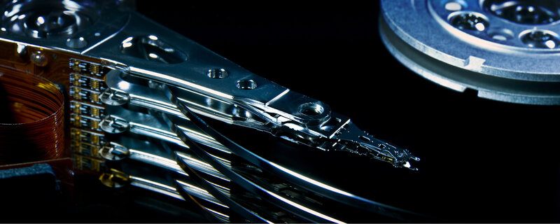 Hard Drive Internals — Black, Dramatic, Photograph