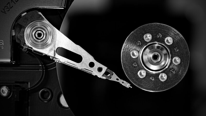Hard Drive Internals — Black, Dramatic