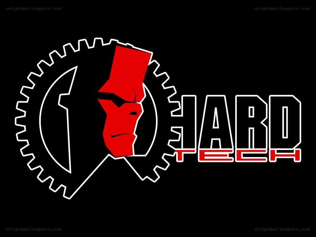 Hard Tech logo with gear and red figure