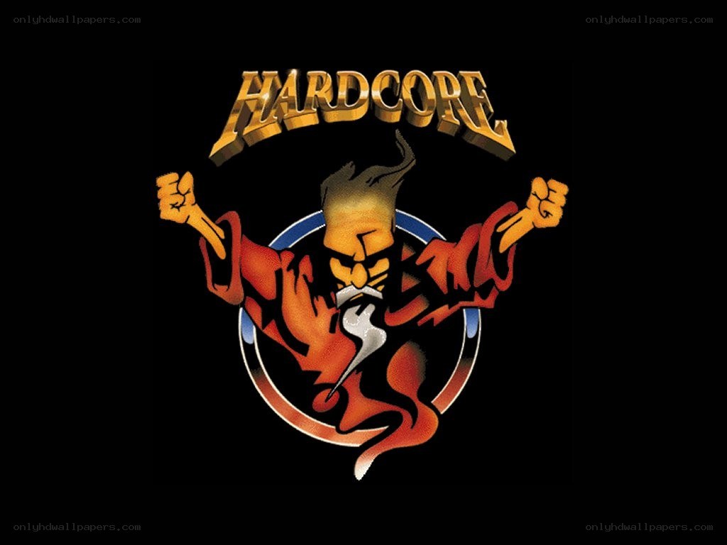 Hardcore logo with cartoon character