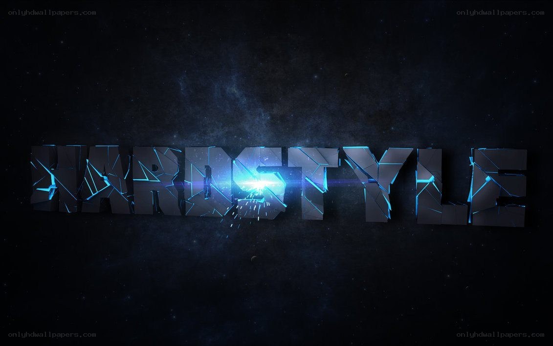 Hardstyle text with blue energy