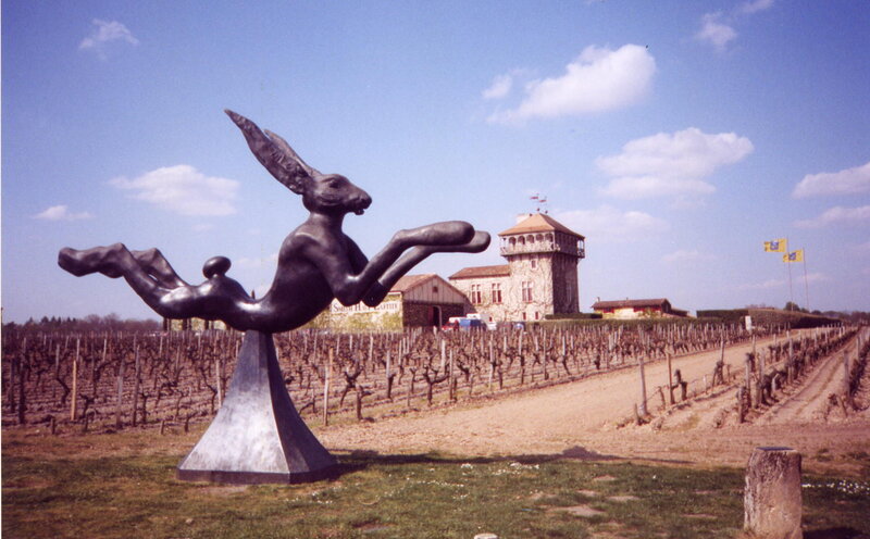 Hare sculpture in vineyard