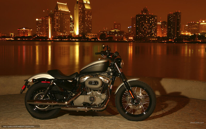 Harley-Davidson at night by the city