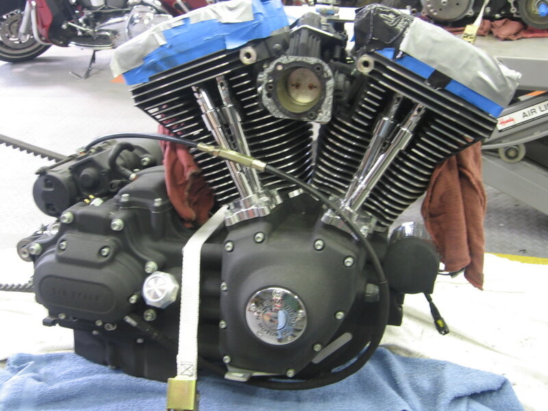 Harley-Davidson engine on stand