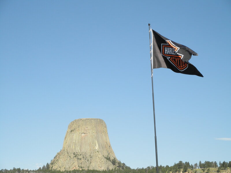 Harley-Davidson flag at Devils Tower
