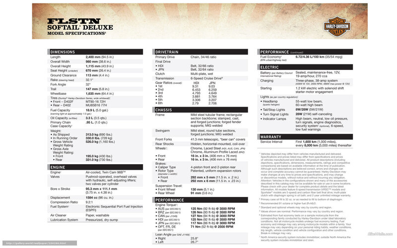 Harley-Davidson FLSSTN Softail Deluxe specs